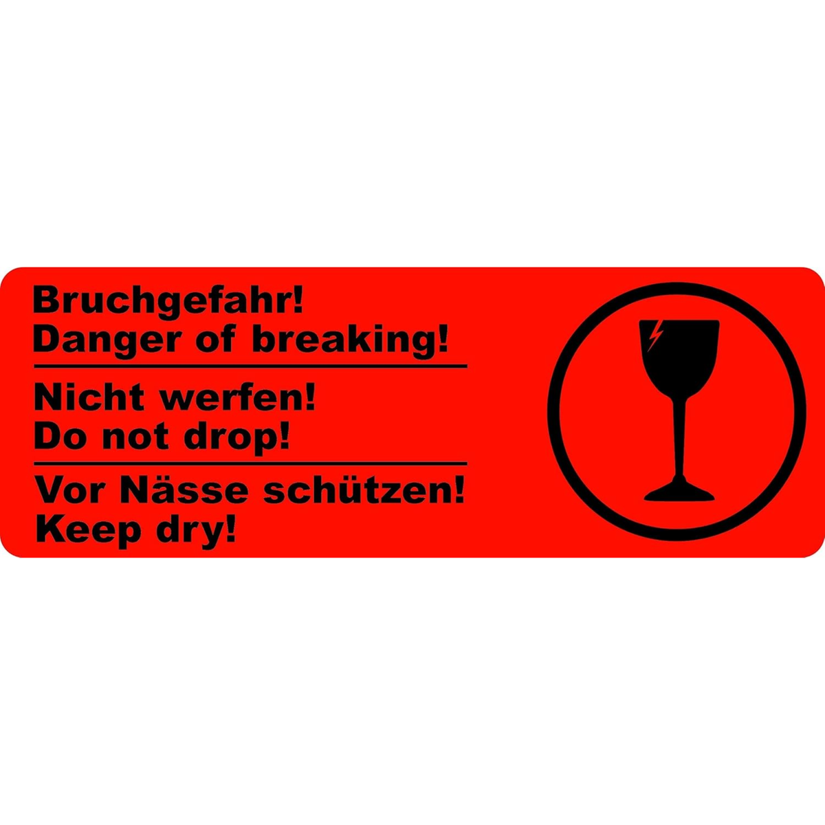 Versandaufkleber All-in-One „Bruchgefahr / Nicht werfen / Vor Nässe“