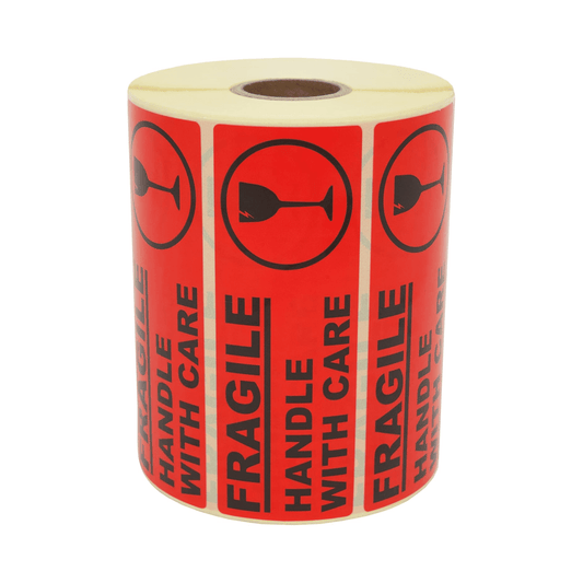 Versandaufkleber „FRAGILE – Handle with care“