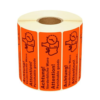 Versandaufkleber „Achtung – verderbliche Ware“