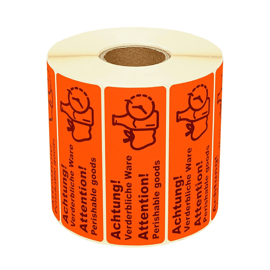 Versandaufkleber „Achtung – verderbliche Ware“