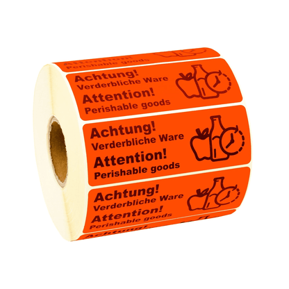 Versandaufkleber „Achtung – verderbliche Ware“