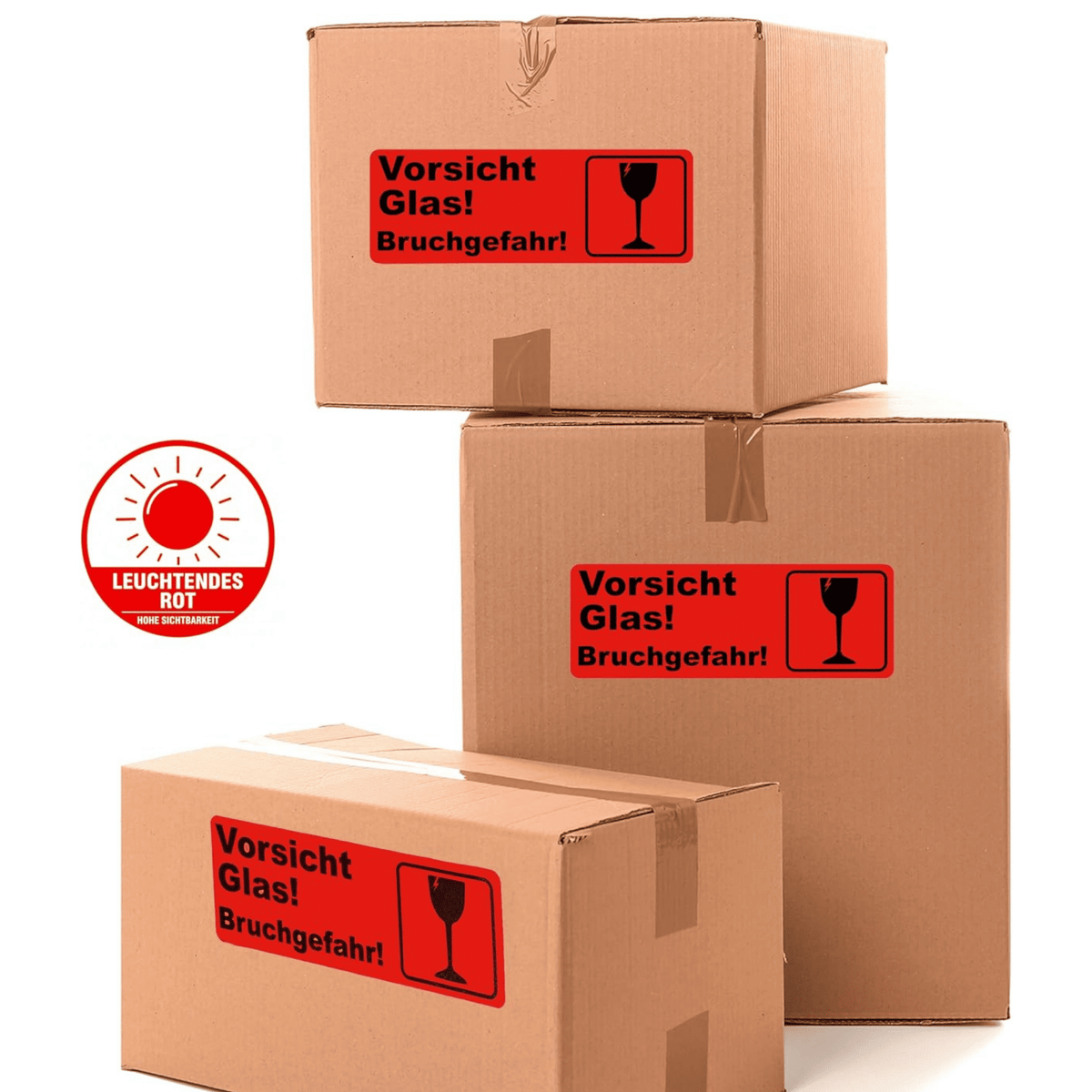 Versandaufkleber „VORSICHT GLAS – Bruchgefahr“
