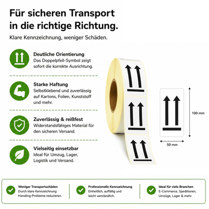 Versandaufkleber „Doppelpfeil – hier oben“