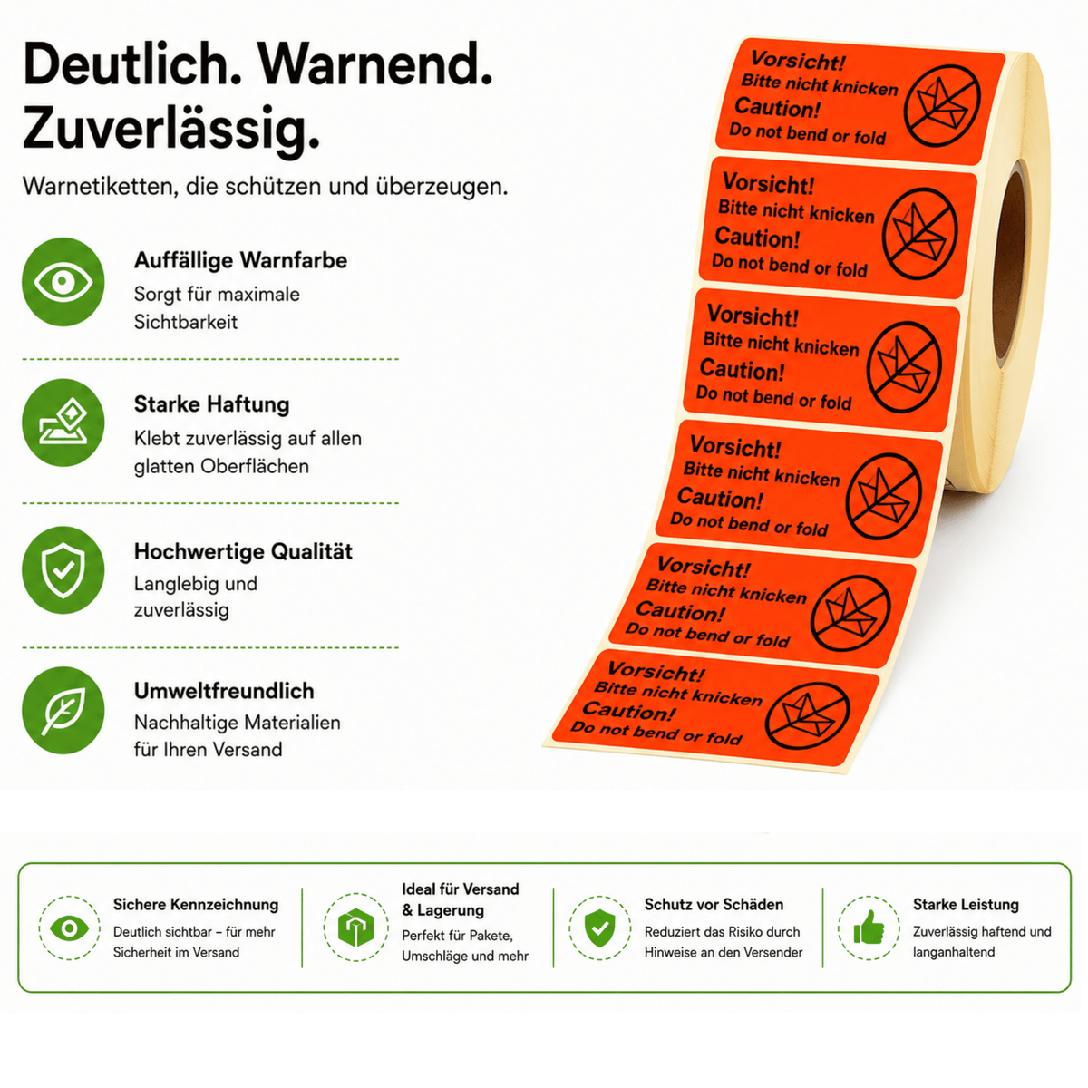 Versandaufkleber „Vorsicht – nicht knicken“