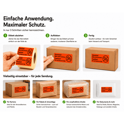 Versandaufkleber „Vorsicht – nicht knicken“